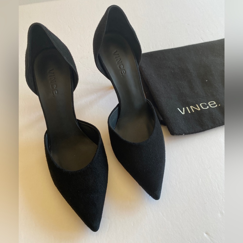 Vince black suede 7.5 d’orsay heels